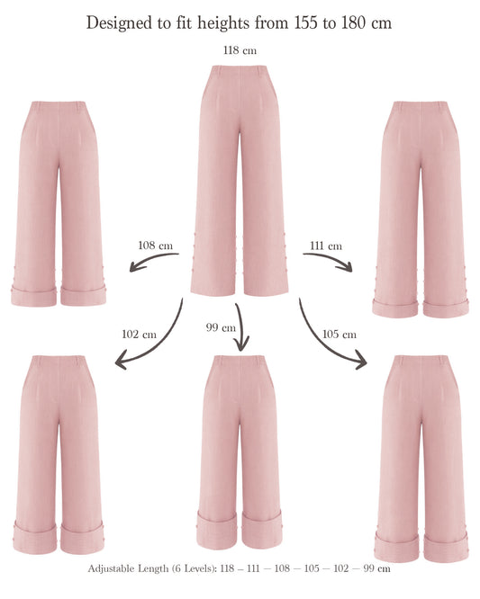 Adjustable Wide-Leg Pants — Cherry Blossom