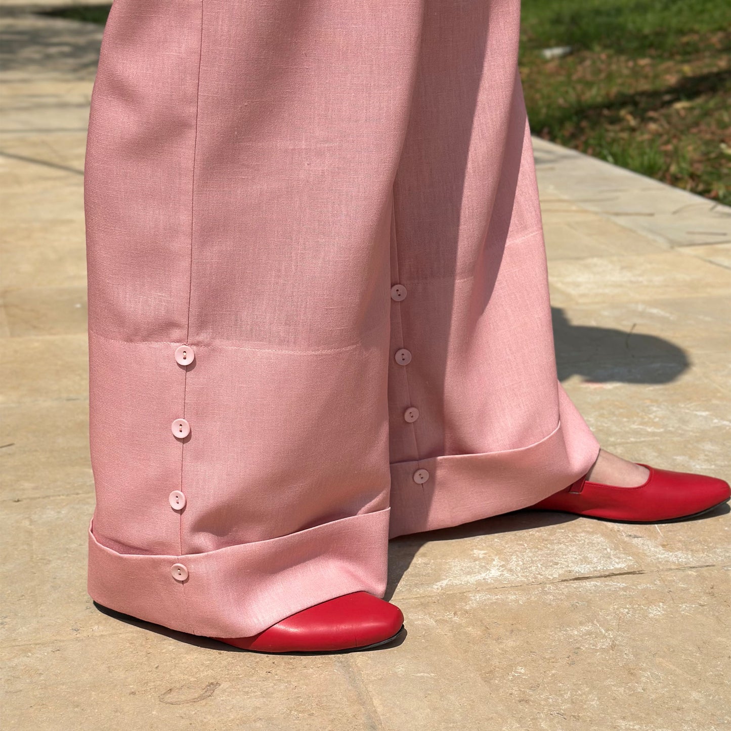 Adjustable Wide-Leg Pants — Cherry Blossom