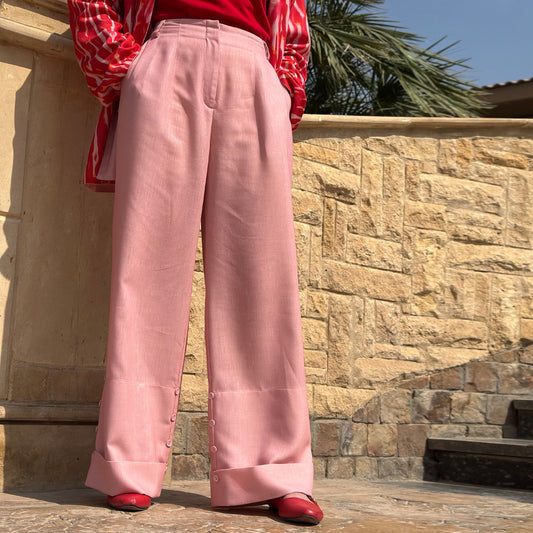 Adjustable Wide-Leg Pants — Cherry Blossom
