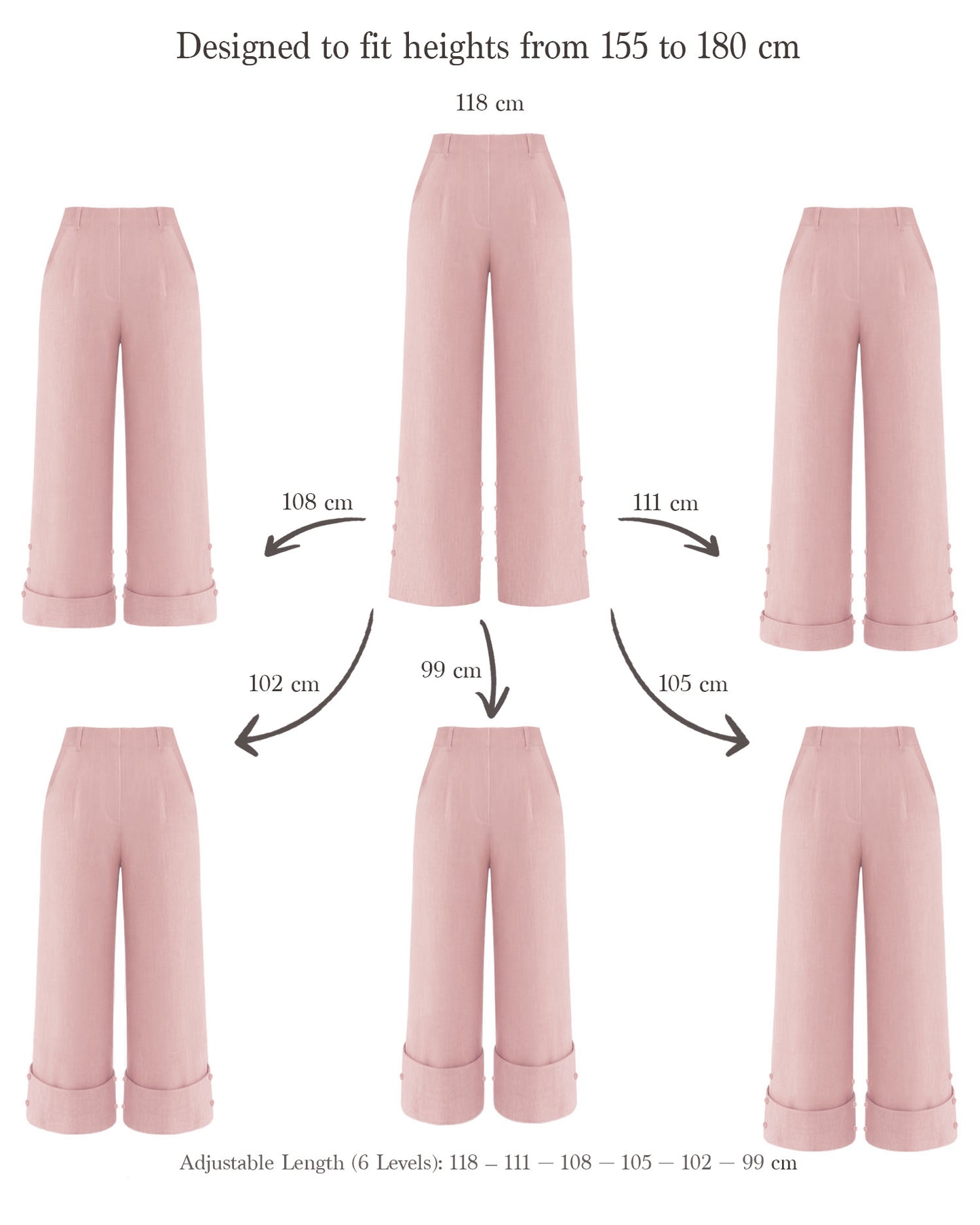 Adjustable Wide-Leg Pants — Cherry Blossom