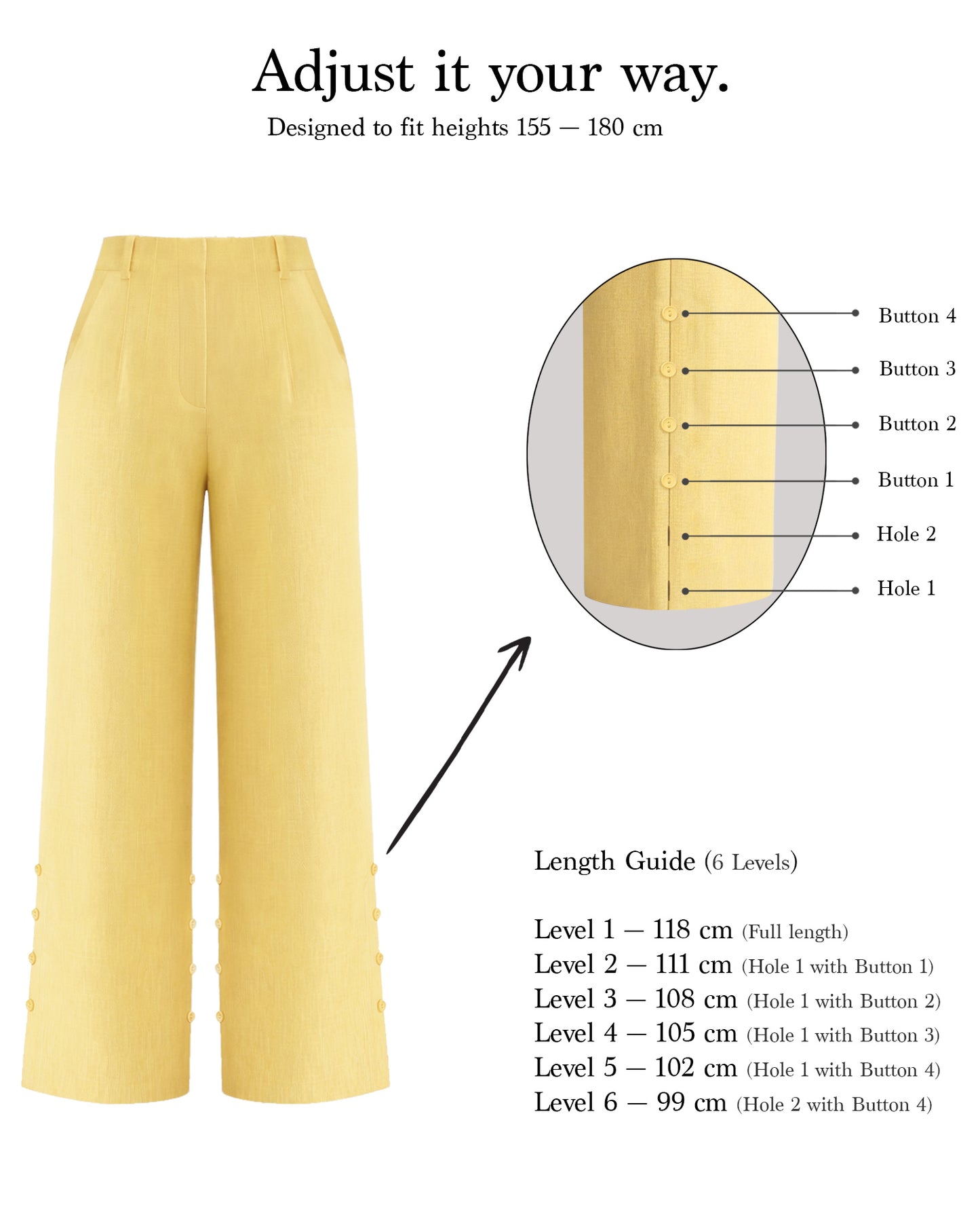 Adjustable Wide-Leg Pants — Golden Sand