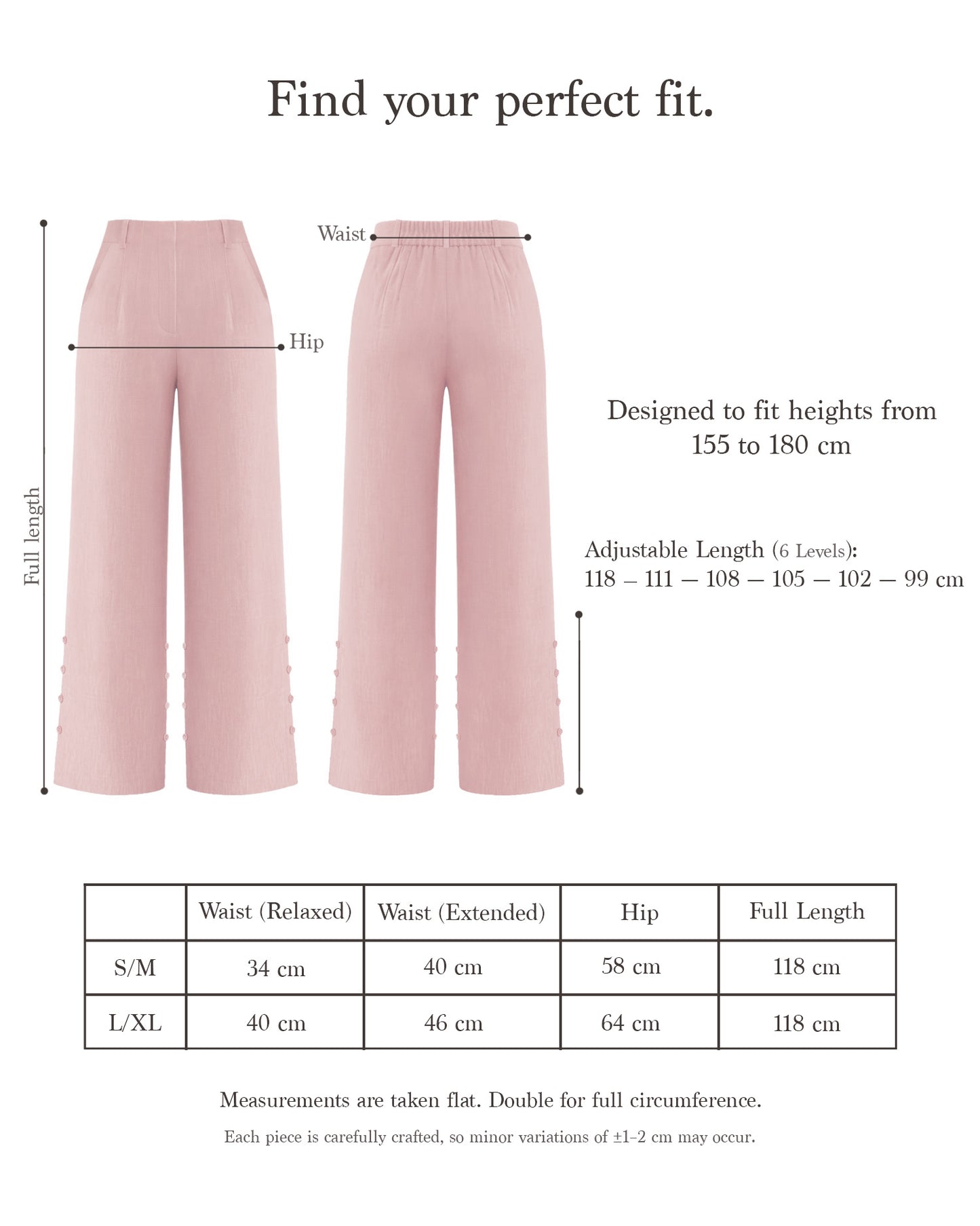 Adjustable Wide-Leg Pants — Cherry Blossom